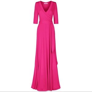 Hot Pink Wrap Dress-Maxi